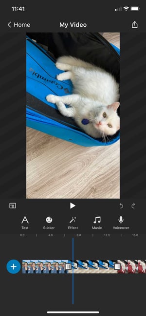 Music-tap-musicScreenshot of WeVideo iOS app with timeline and video editing options shown